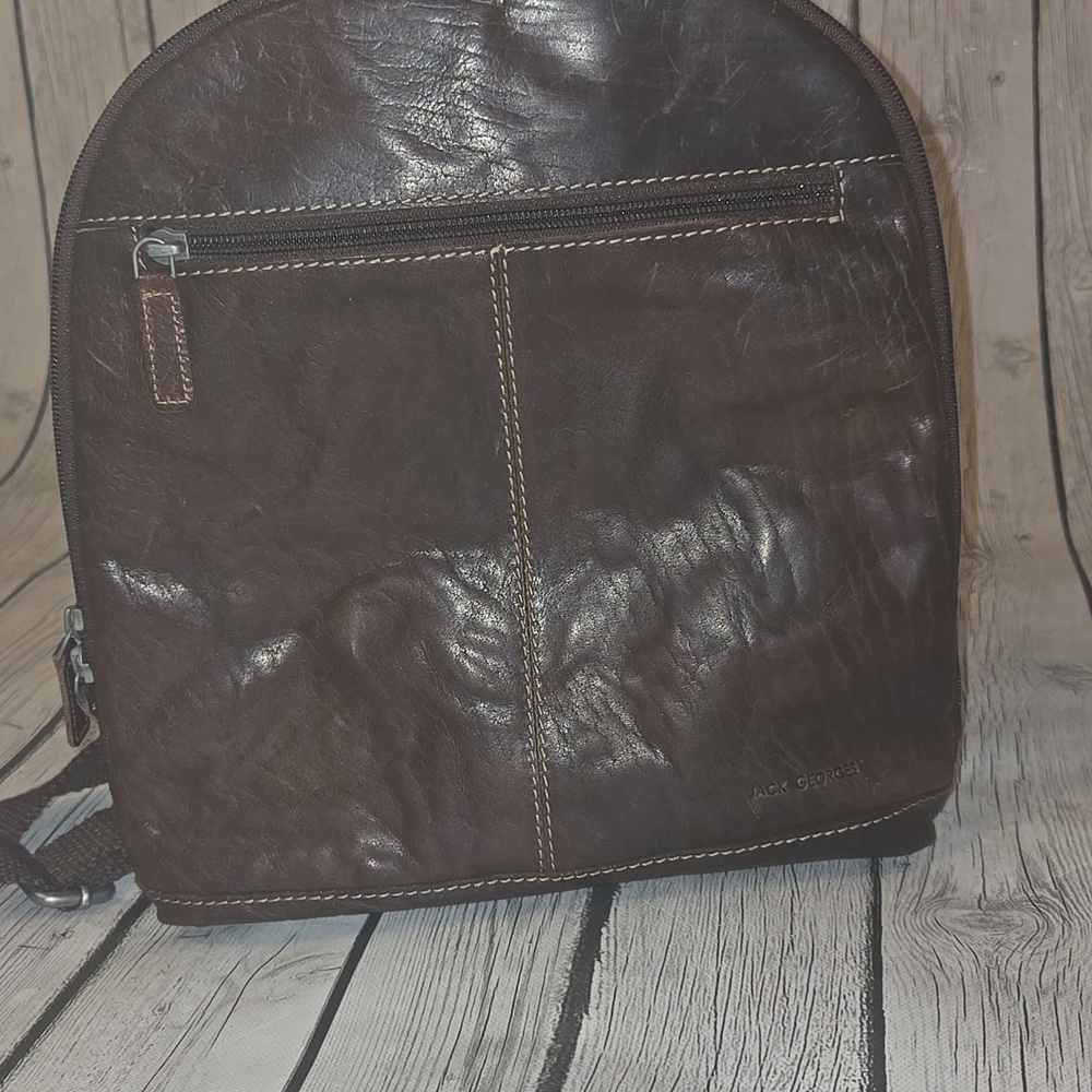 Jack Georges Voyager Or Adele Slim Backpack Hand Stained Buffalo Leather Brown — image 7 of 8